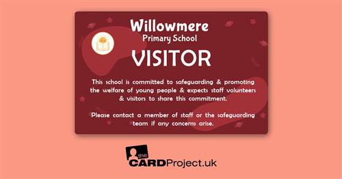 Primary School Visitor Card Maroon Space Adventure